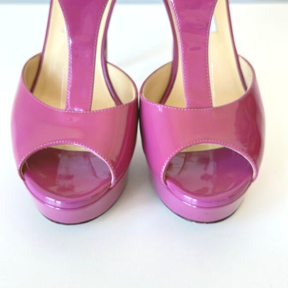 Jimmy Choo Purple Tribe Patent T-Strap Platform Heel Sandal Size 36.5 - Picture 6 of 16